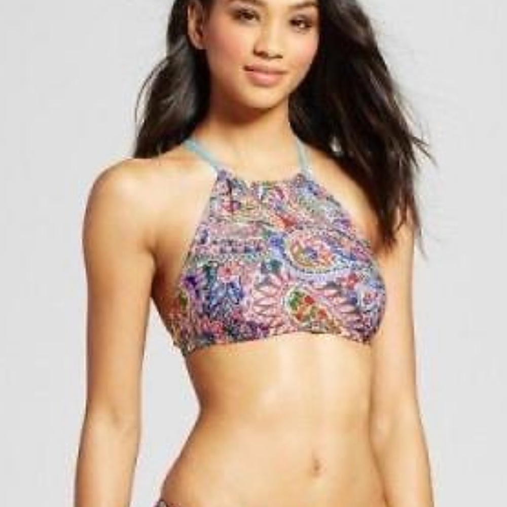 New Mossimo Swim Paisley High Neck Bikini Top